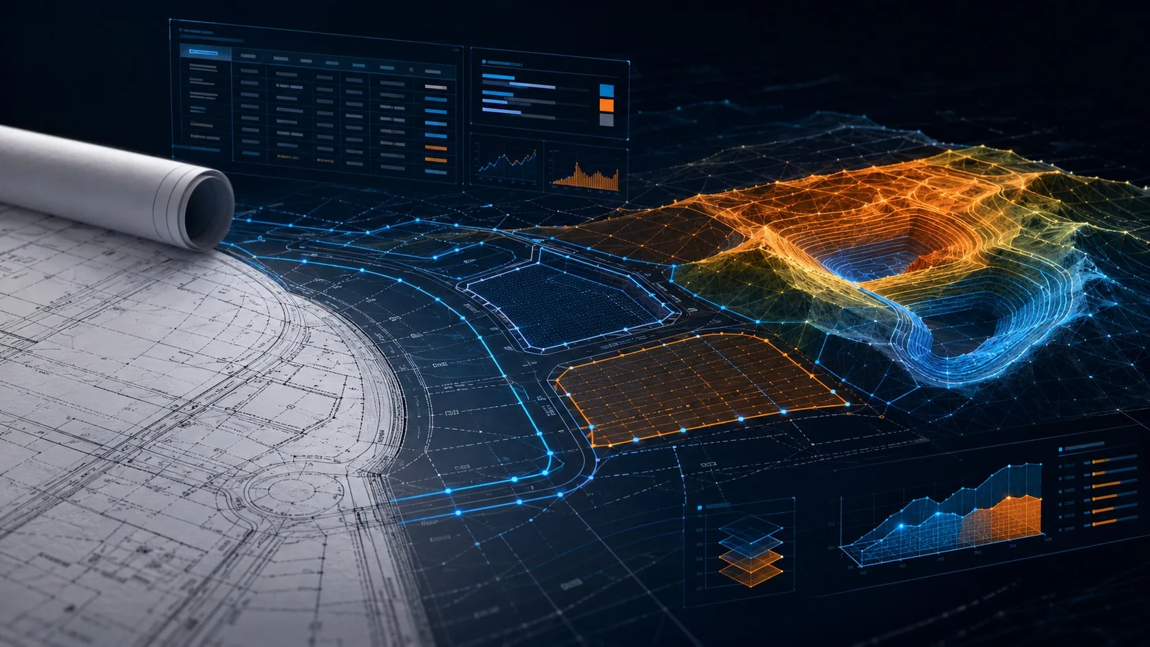 Civil plan and digital grading modeling concept
